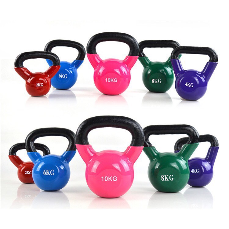 Tạ Bình Vôi,Tạ Ấm,Tạ Quai Xách Bọc Cao Su Cao Cấp Tập Gym 6kg (KETTLEBELL)