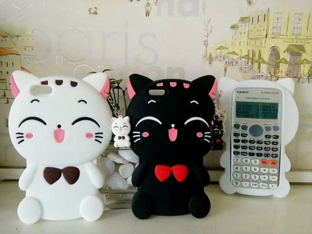 Ốp mèo trắng cho máy tính cầm tay và điện thoại