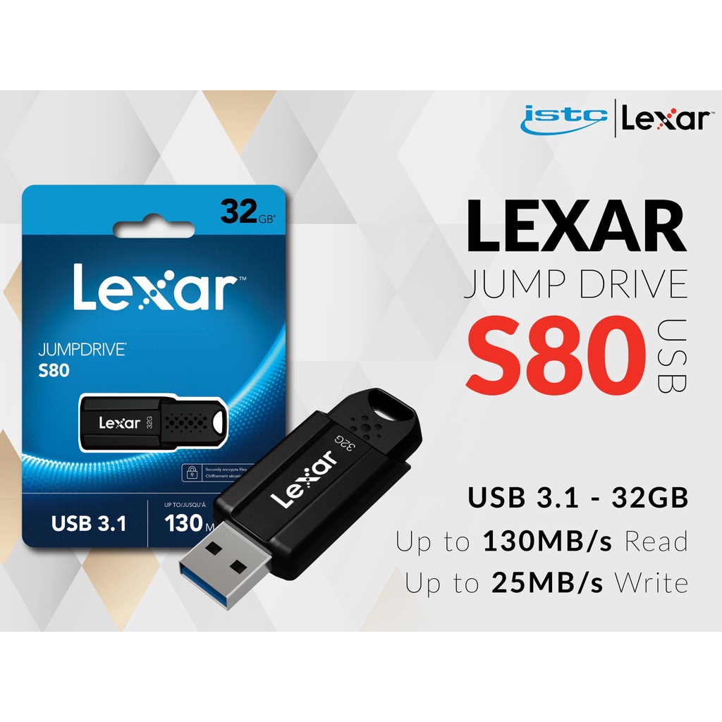 [Chính Hãng] USB Lexar JumpDrive 32GB S80 USB 3.1 Flash Drive LJDS080032G-BNBNG