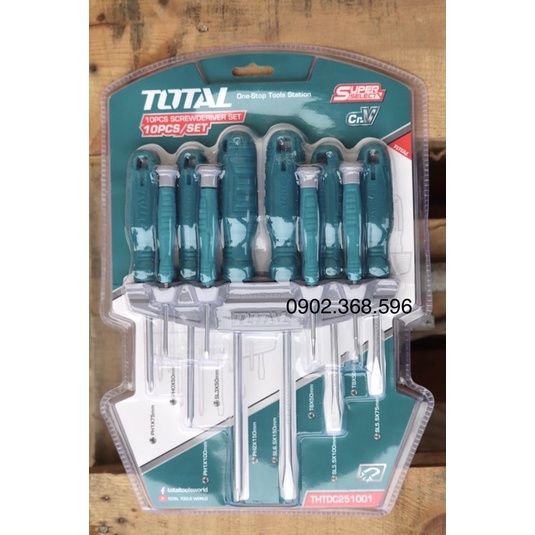 Bộ 10 Tua vít dẹp bake sao và chuẩn TOTAL THTDC251001