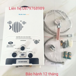 Bình tắm nóng lạnh gas bluestar 10 lít có đồng hồ báo thức