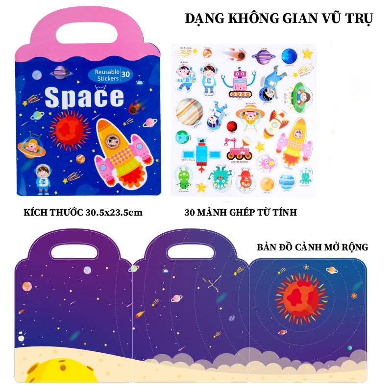 Học liệu giáo dục montessori - Ghép hình từ tính vào bản đồ cảnh theo chủ đề khai sáng nhận thức cho trẻ