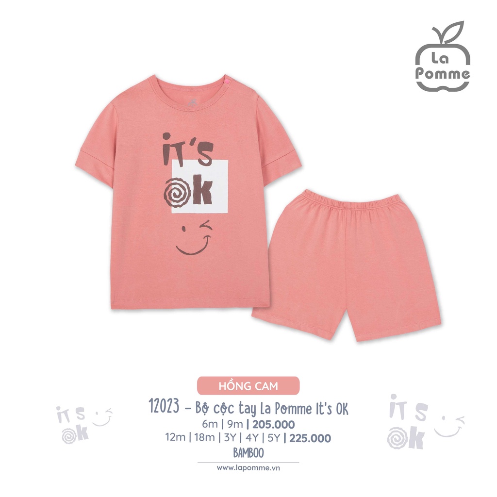 SS12023 Lapomme- Bộ cộc tay bé trai bé gái Lapomme It is Ok