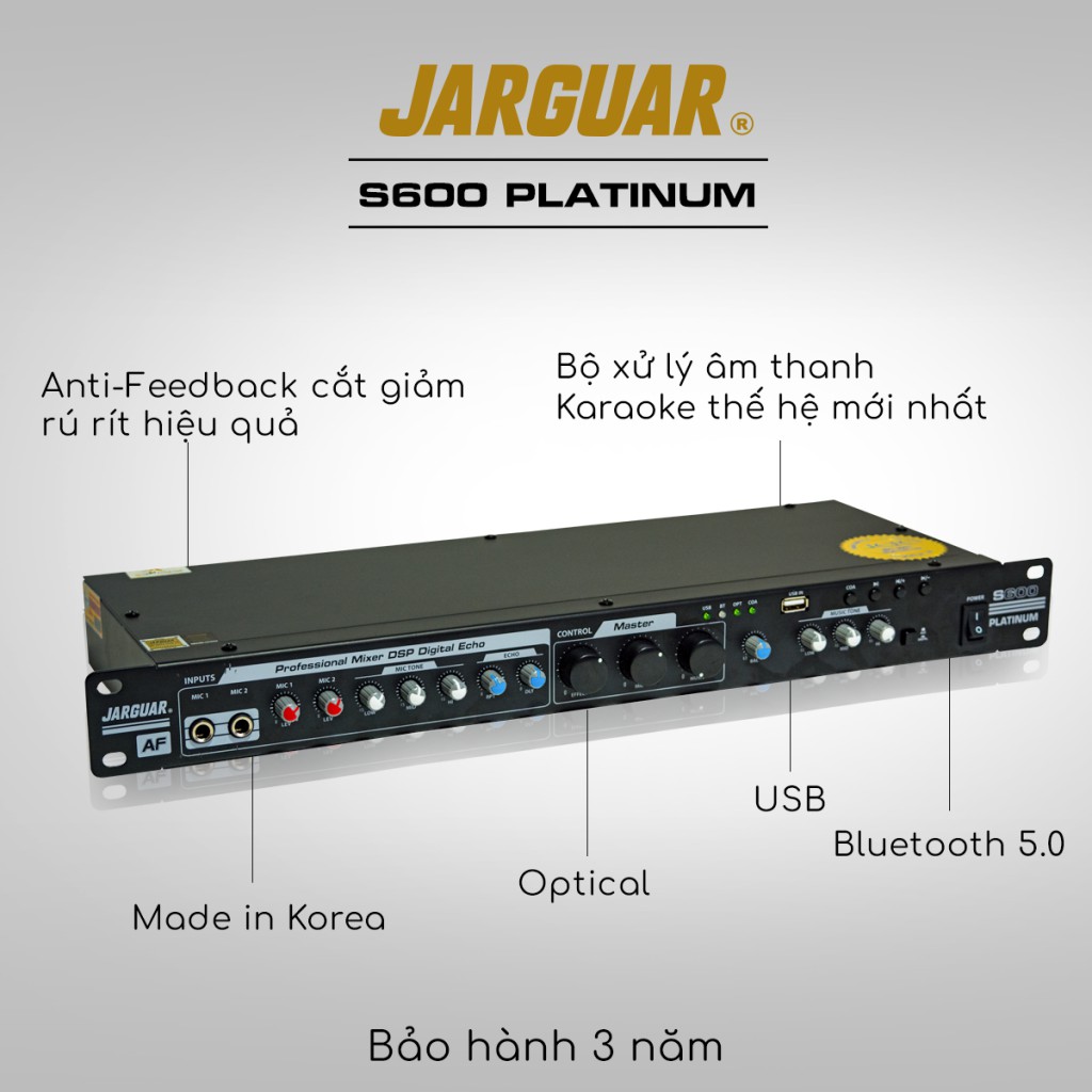 Vang cơ Jarguar S600 Platinum Chống Hú, Bluetooth, Optical - Gia Khang Shop