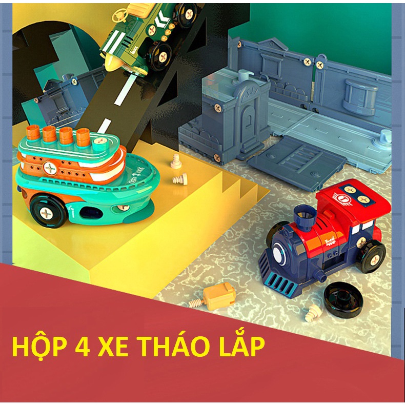 Đồ chơi lắp ráp bộ mô hình kĩ thuật có khoan pin cho bé trai tập làm kĩ sư xây dựng, quà tặng sinh nhật
