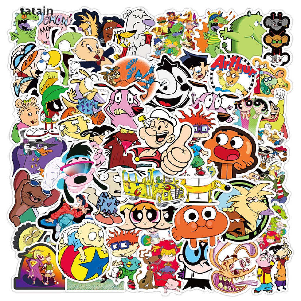[TAT] 50PCS Mixed Classic Cartoon Anime Stickers Luggage Graffiti Waterproof Sticker CVX