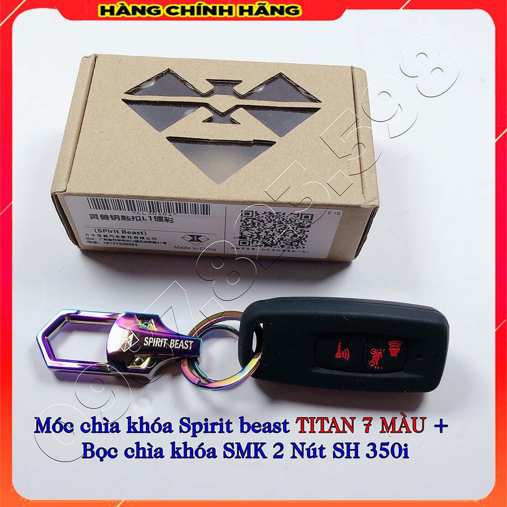 ( COMBO 2 Món SH350i ) Bọc Chìa Khóa Silicon Smartkey SH 350 và Móc Chìa Khóa Spirit beast Chính Hãng