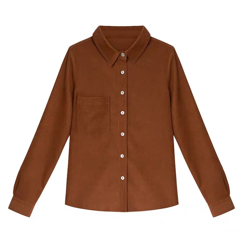 Áo sơ mi SUXI dài tay dáng rộng màu trơn thanh lịch cho nữ