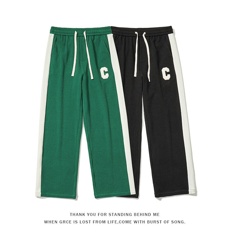 Quần Thể Thao Nam Nữ Unisex Màu Xanh Trending Quần Ống Rộng Chất Cotton Xốp Dày Mát Phong Cách Streetwear