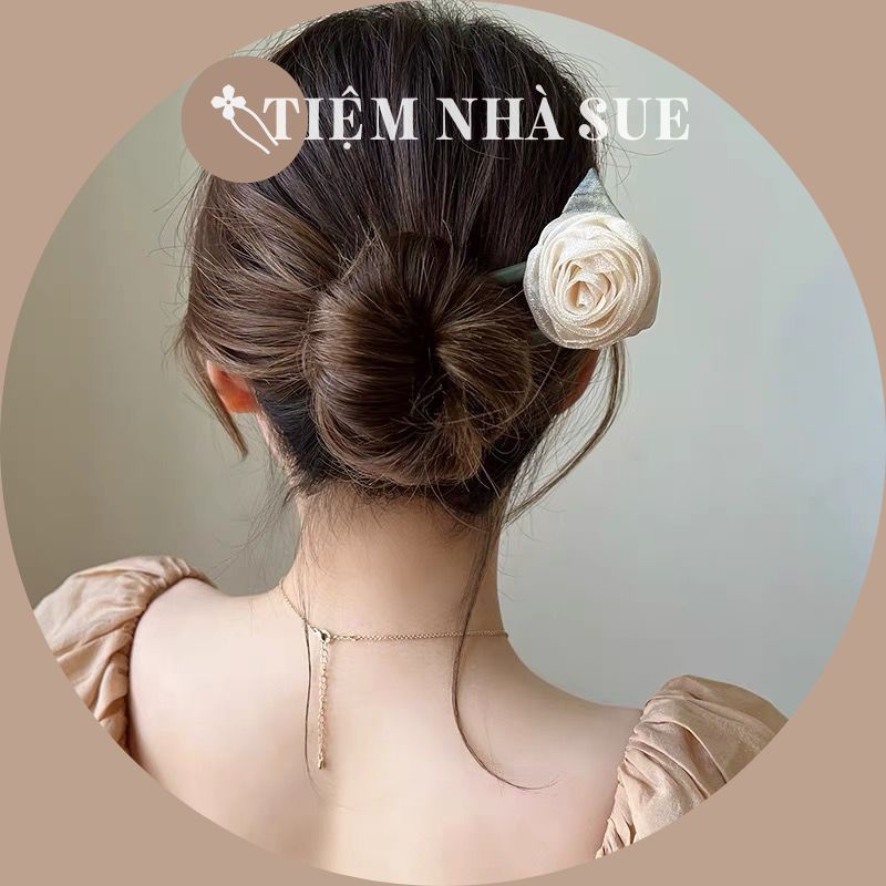 Trâm cài tóc cô dâu chữ U hoa hồng phong cách retro cho nàng thêm nữ tính cuốn hút SUESUE VN031