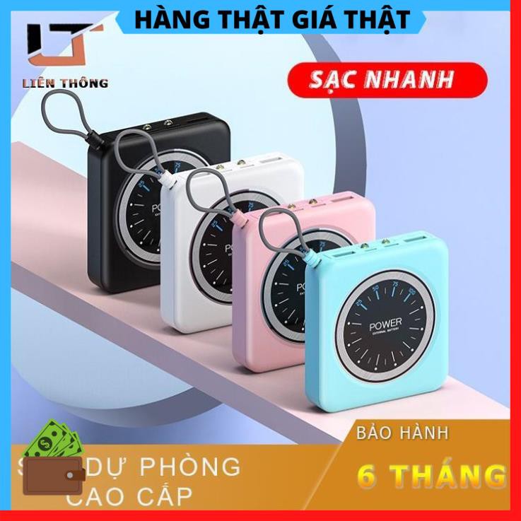 Sạc Dự Phòng Power Bank Thiết Kế Mặt Đồng Hồ Hiển Thị Dung Lượng Pin Hỗ Trợ Sạc Nhanh Sạc An Toàn  [HÀNG XỊN]