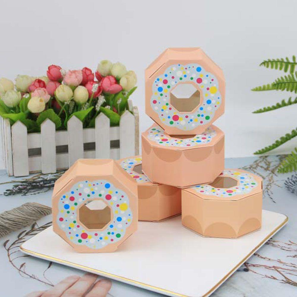 LEISURE Set 10 Hộp Giấy Đựng Kẹo Hình Bánh Donut DIY Đa Ứng Dụng Ốp