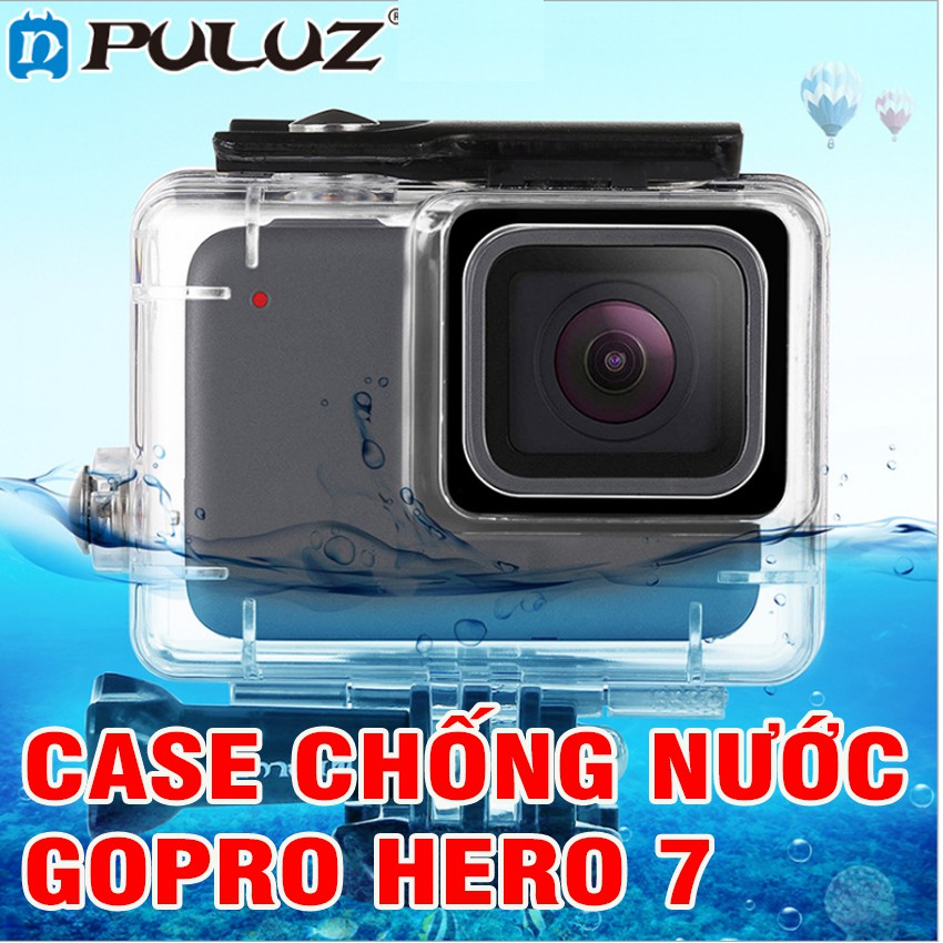 Case chống nước gopro hero 7 6 5 bằng nhựa mica trong suốt chống nước độ sâu 45m