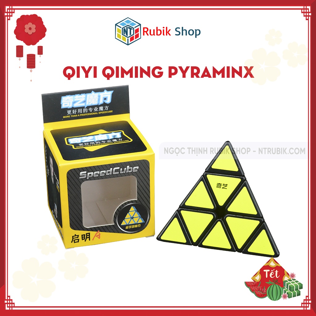 Đồ chơi rubik Kim Tự Tháp Pyraminx - QiYi A Qiming Pyraminx Black (Màu Đen) - ngocthinhrubik