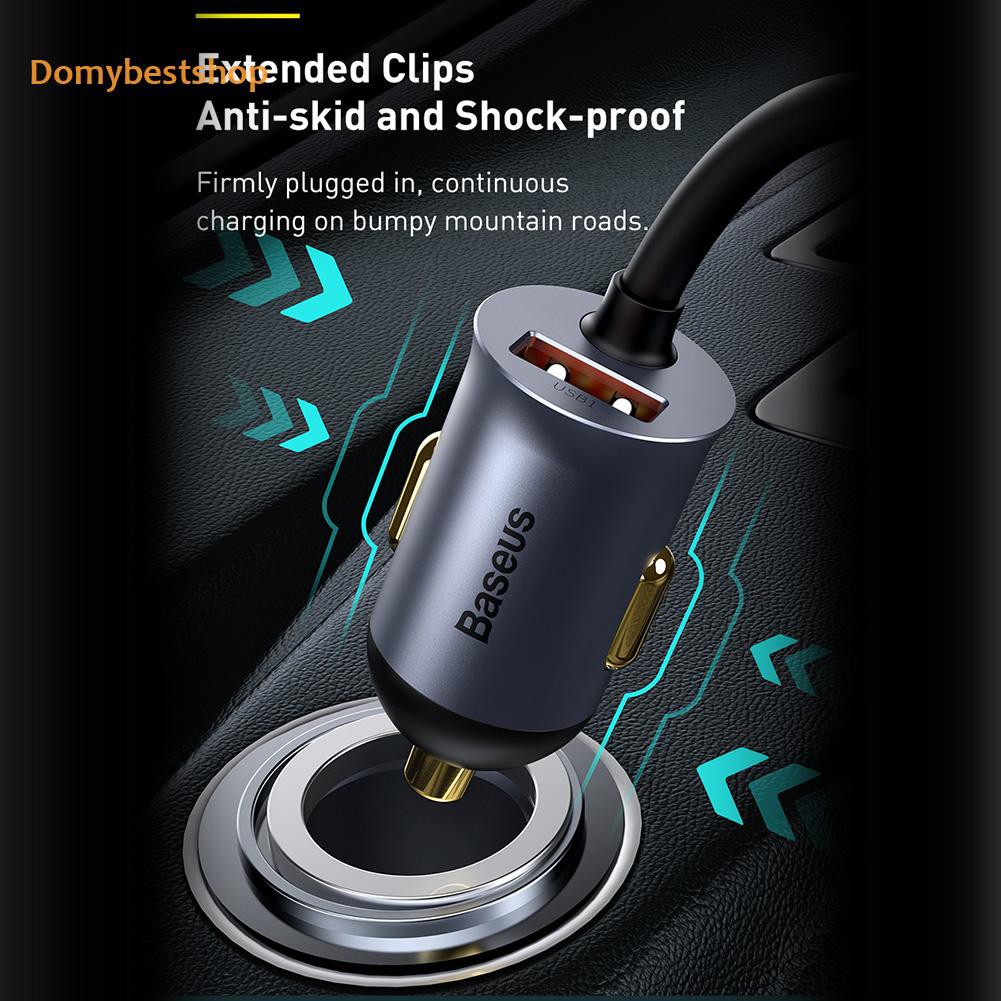 Domybestshop Baseus 120W Car Charger QC PD 3.0 Type-C 4 Port Quick USB Phone Charging