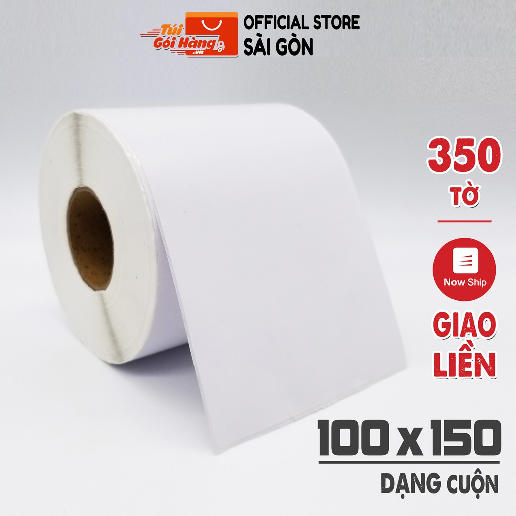 Giấy In Nhiệt 100x150 TUIGOIHANGVN Khổ A6 Cuộn 350 Tem Sẵn Lớp Dán cho In ĐơnShopee