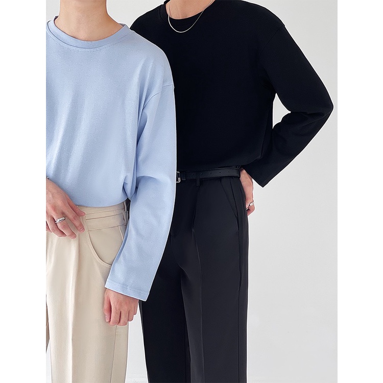 Áo Sweater dài tay trơn chất cotton cao cấp unisex basic, áo thun 4 mùa, mặc thoáng, cho cả nam và nữ, đi chơi, đi làm