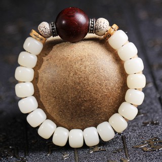 Vòng Tay Hạt Bạch Ngọc Gỗ Hồng Mộc
