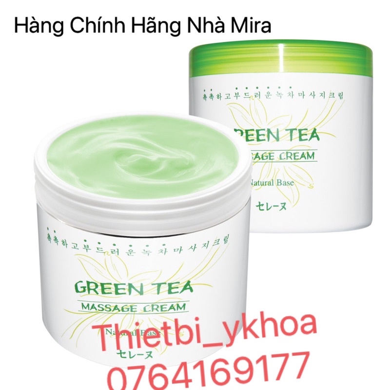 [ Hàng Chính hãng ] Kem massage tổng hợp trà xanh Mira Green tea massage cream 450gr