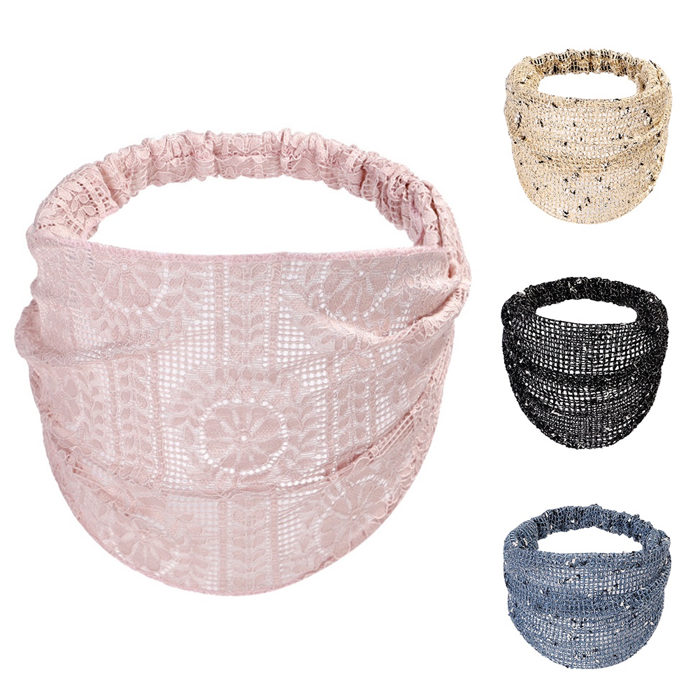 Băng đô bản rộng co giãn thêu hình hoa xinh xắn cho nữ