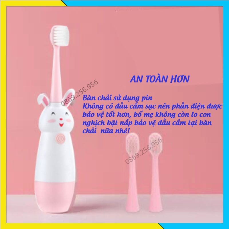 Bàn chải đánh răng điện lông mềm cho bé từ 1-2-3-4-5-6-7-8-9-10 tuổi