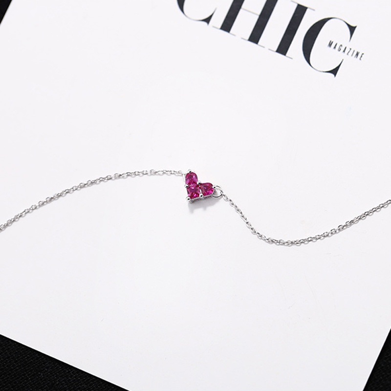 Thời Trang Vòng cổ Mặt Trái Tim Đính Đá Zircon Đỏ