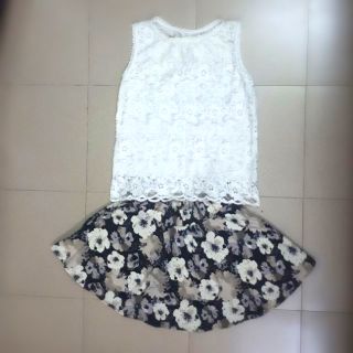 Set áo ren chân váy xòe cực xinh
