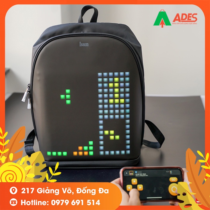 Balo Divoom Pixoo Backpack - Bảo Hành Chính Hãng - Có Màn Hình LED, Ngăn Chứa Lớn, Chống Thấm Nước - NEW 2021