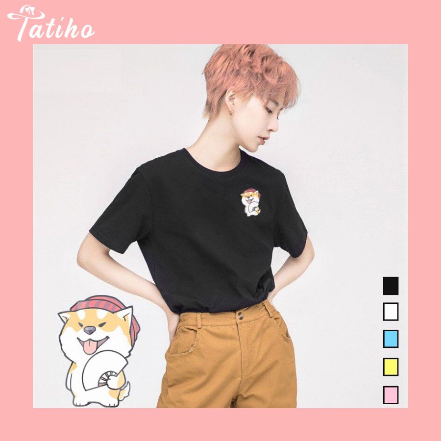 [Hàng Xịn, Gía Tốt] Áo Phông Thun Nữ Tay Ngắn Icon Họa Tiết Chó Dễ Thương - Unisex - Cotton - Mã AT023