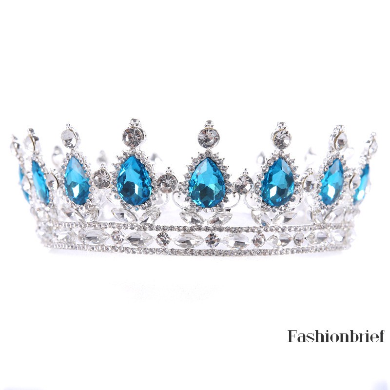 Vương miện hoàng hậu đính đá lấp lánh thiết kế phong cách cổ điển kích thước 43cm trang trí cho cô dâu