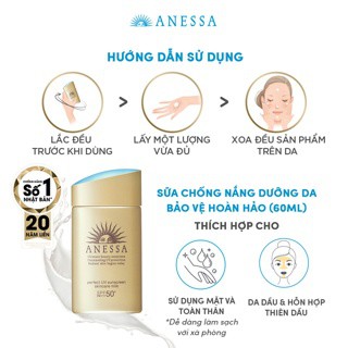 Kem chống nắng bảo vệ da hoàn hảo Anessa Perfect UV Sunscreen Skincare Milk 60ml, Sữa chống nắng SPF50+ | BigBuy360 - bigbuy360.vn