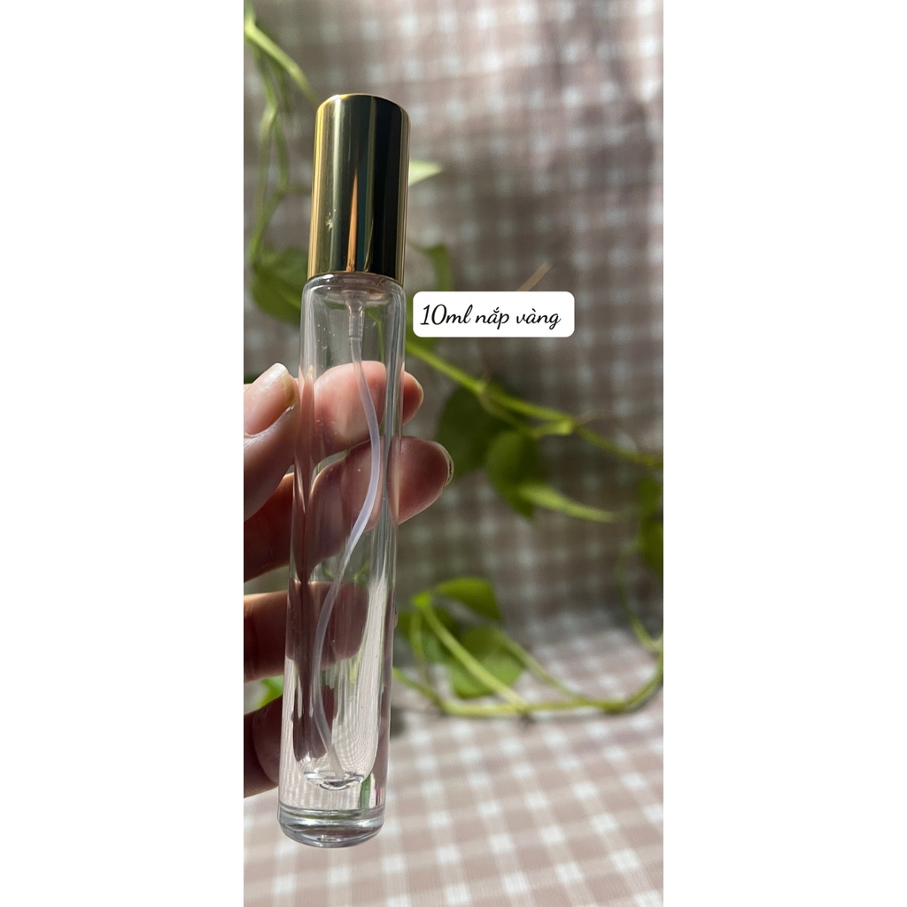 COMBO 100 CHAI THỦY TINH CHIẾT NƯỚC HOA HÌNH TRỤ DÀI/HÌNH TRÒN DÀI 10ML - CHAI RỖNG KHÔNG CHỨA DUNG DỊCH