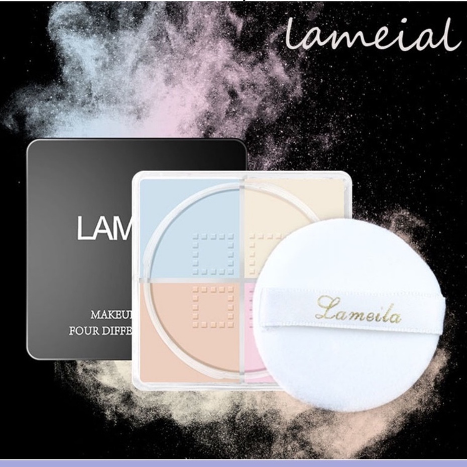 Phấn Phủ Bột 4 Màu Triệt Sắc Lameila Cân Bằng Sắc Tố Da, Kiềm Dầu Che Khuyết Điểm, Mịn Lì LMN