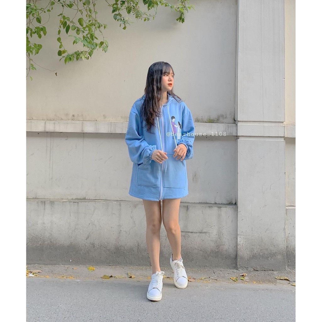 ÁO KHOÁC COUPLE Xanh Bơ - Áo Khoác Hoodie Zip Love Nam Nữ Unisex 3 Màu