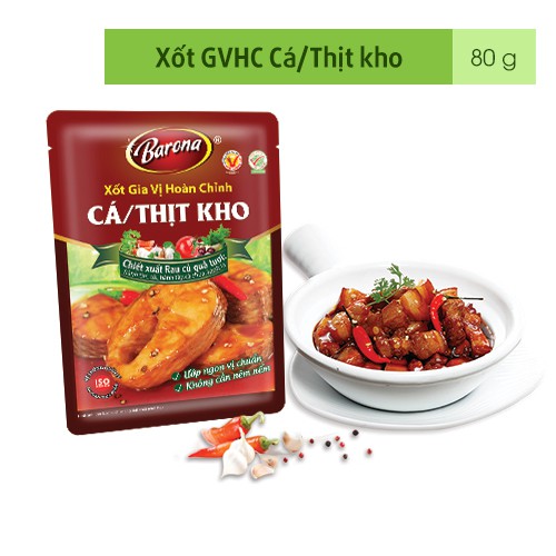 Xốt Gia Vị Hoàn Chỉnh BARONA Cá/Thịt Kho 80g