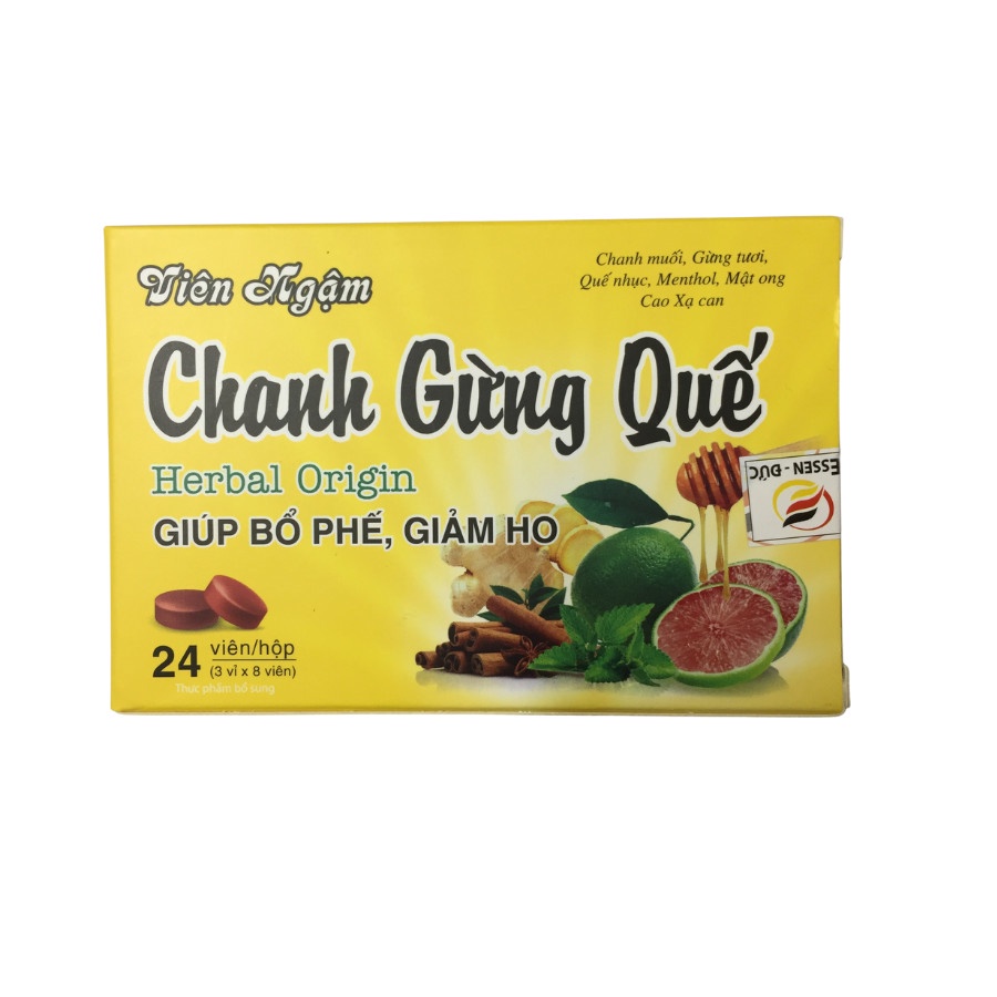 Viên ngậm ho chanh gừng quế 24 viên