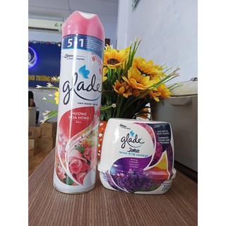 Combo 1 Glade xịt phòng hương hoa hồng 280ml+ 1 Glade sáp khử mùi và ngát hương 180g