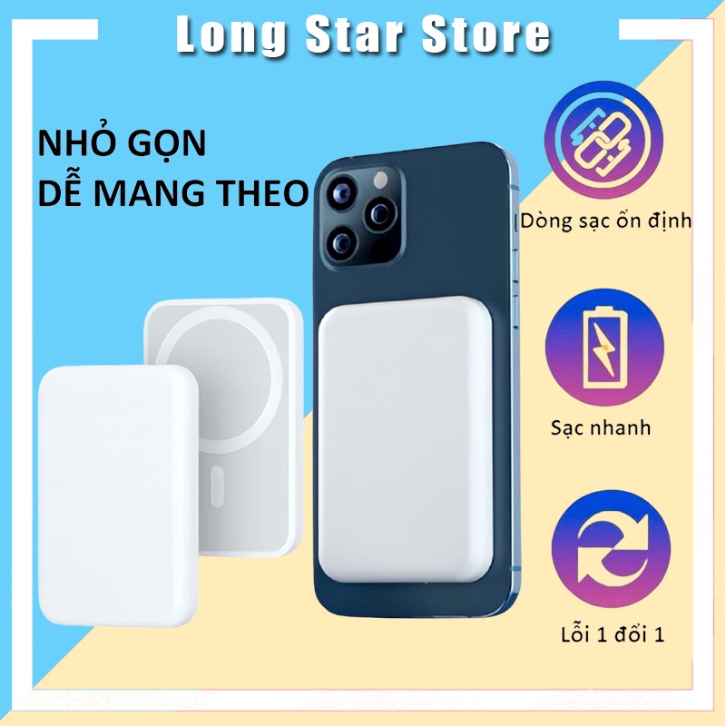 Điện thoại di động 2 trong 1 Bộ sạc không dây Ngân hàng điện khẩn cấp Đế sạc hấp thụ từ tính Đế sạc không dây nhanh 15W cho iPhone / Airpods Pro / Huawei / Xiaomi / Samsung