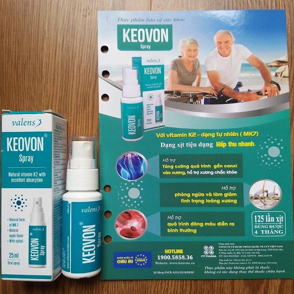 Keovon Vitamin K2 MK7 Dạng Xịt Giúp Hấp Thu Chuyển Hóa Tối Đa Canxi Cho Bé.