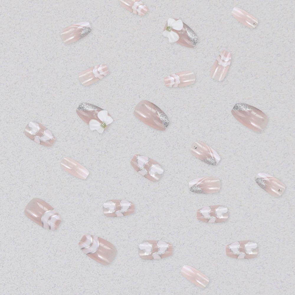 Bộ 24 Móng Tay Giả Dạng Nhấn Che Phủ Toàn Diện Lấp Lánh DIY