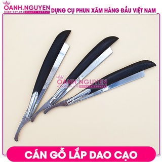 Cán gỗ lắp lưỡi dao cạo lông mày, cạo tóc