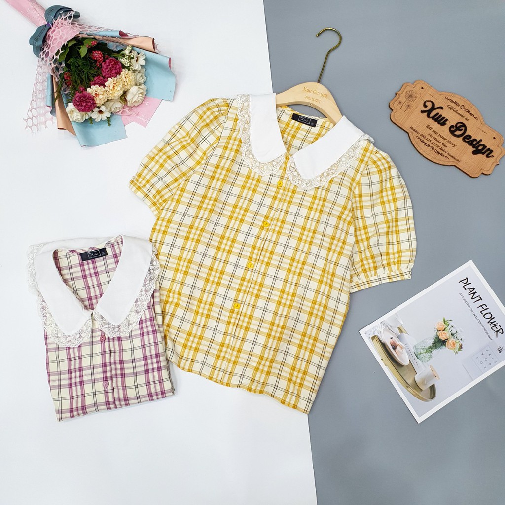 [ Mã WASTRUN4 giảm 10% tối đa 30K đơn 99K] Áo Sơ Mi Nữ cổ bèo phối ren - Áo Kiểu Xuu Design TK20.67 | BigBuy360 - bigbuy360.vn