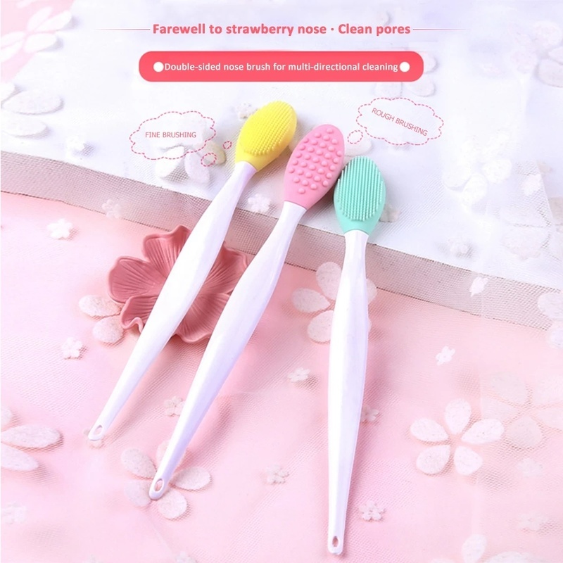 1 Bàn Chải Silicon Mềm Hai Mặt Mát Xa Tẩy Da Chết Làm Sạch Sâu Chăm Sóc Da Mặt