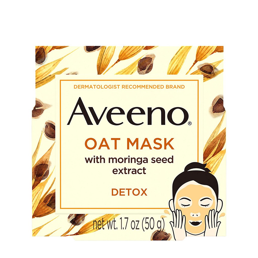 Aveeno – Mặt nạ yến mạch Aveeno Thải độc chiết xuất Hạt chùm ngây Aveeno face oat mask with Moringa extract 50g