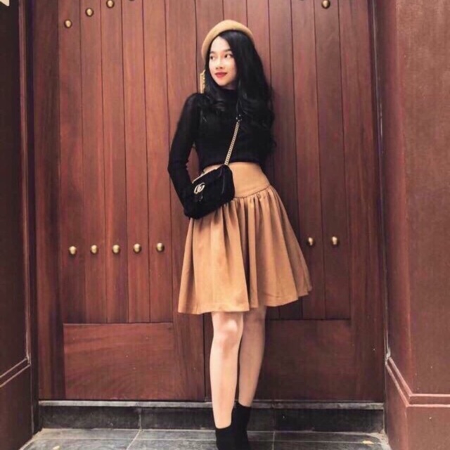 SET VÁY DÂY NƠ SAU LƯNG + ÁO TAY DÀI hàng cao cấp