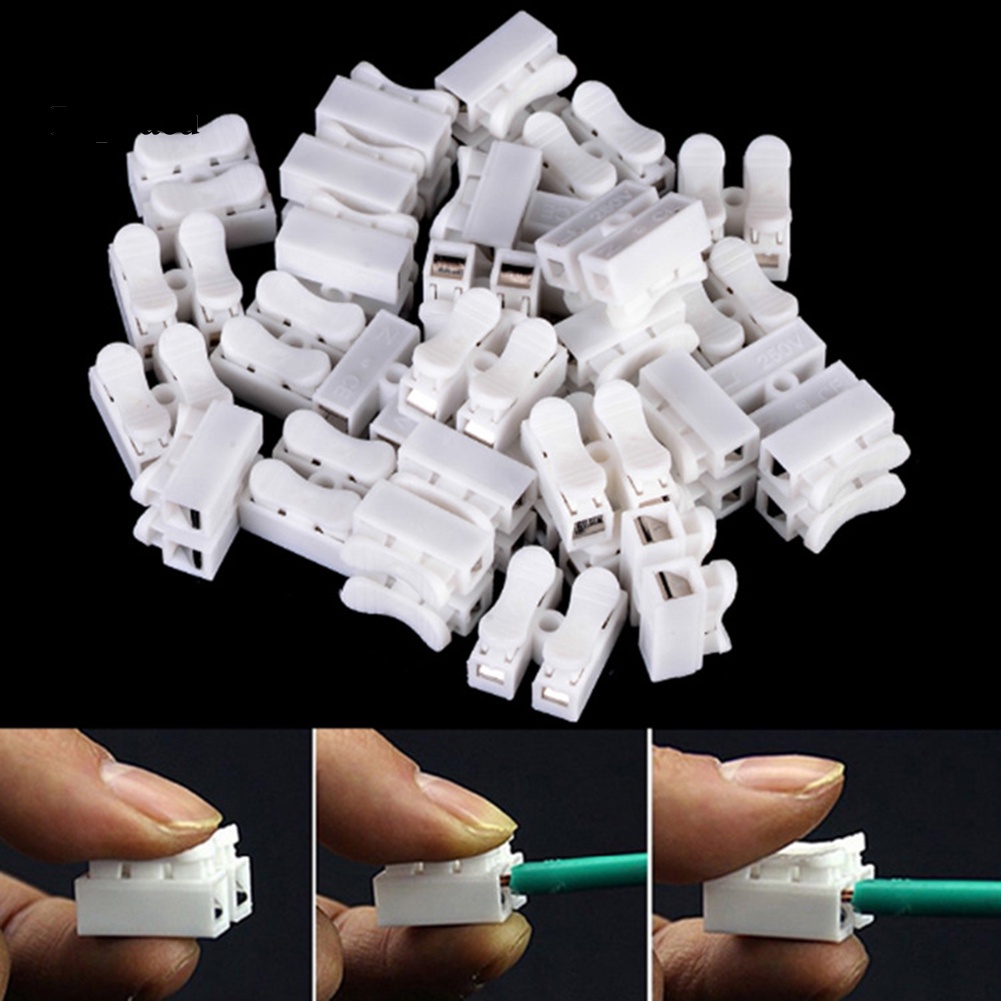 100 cái CH2 2Pin Tự khóa đầu nối dây nối nhanh đầu nối cáp điện