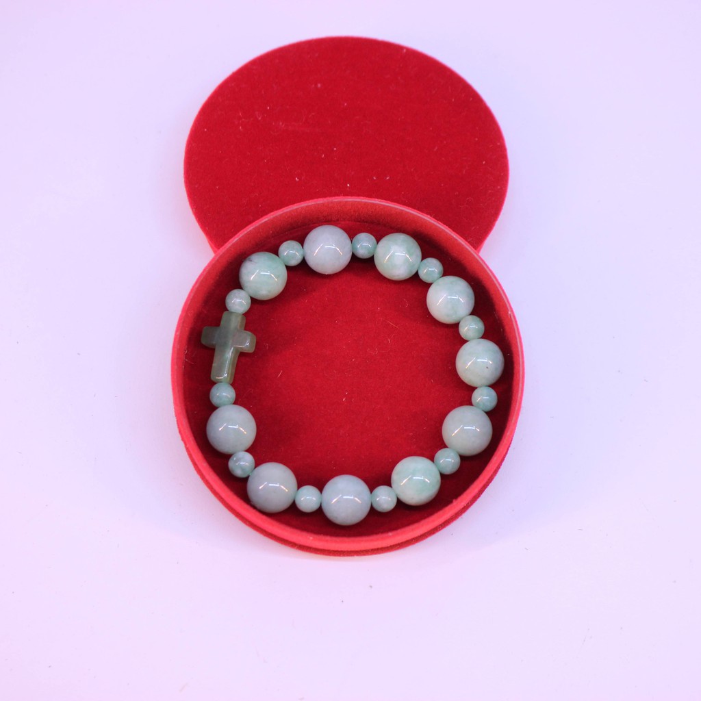 Chuỗi mân côi vòng tay kiểu 10 hạt, 100% đá  tự nhiên kích thước hạt 12li