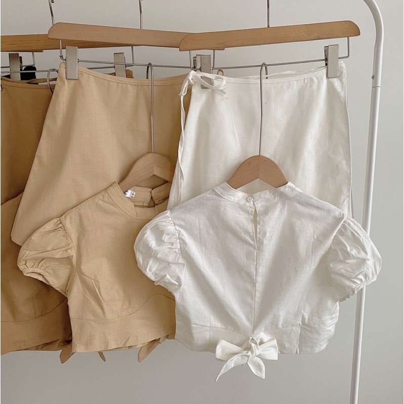 Sét áo croptop kèm chân váy 2 hàng thiết kế chuẩn L1 / Sét váy nữ Cuastore.vn