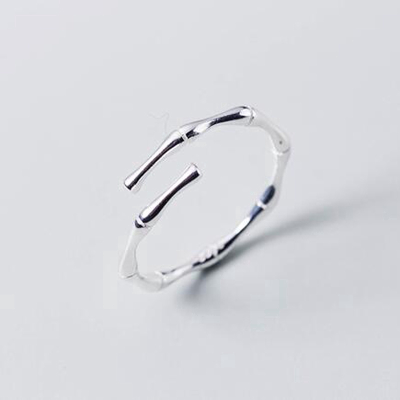 Nhẫn bạc giả khúc tre thiết kế đơn giản điều chỉnh được cho nữ