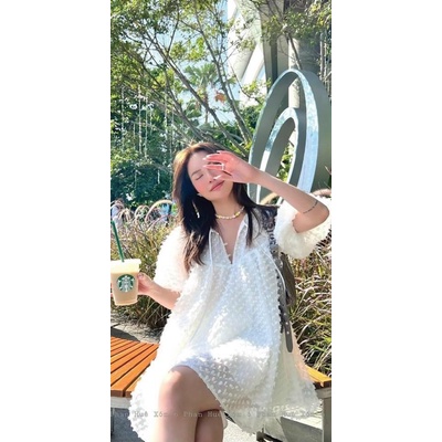 Đầm bông suông babydoll tay bồng